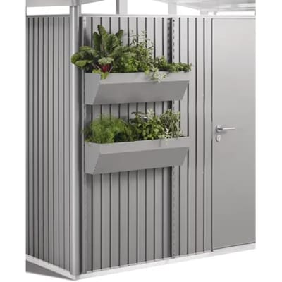 Bloembak Biohort Floraboard - Voor Tuinhuis - Kwartsgrijs - Metaal - 82x25x188cm - 2 Stuks