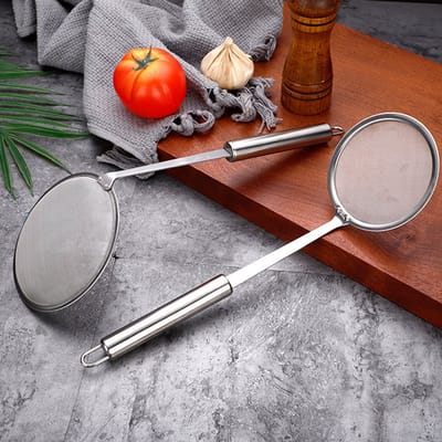 Multifunctionele RVS Mesh Zeef - -Keuken Koken Vergiet Olie Drainer Met Clip – Schuimlepel- roosterzeef van roestvrij staal, frituurlepel - LOUZIR