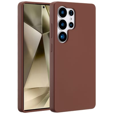 Accezz Hoesje - Geschikt voor Samsung Galaxy S25 Ultra - Liquid Silicone Backcover met Magnetische Ring - New Tea Brown