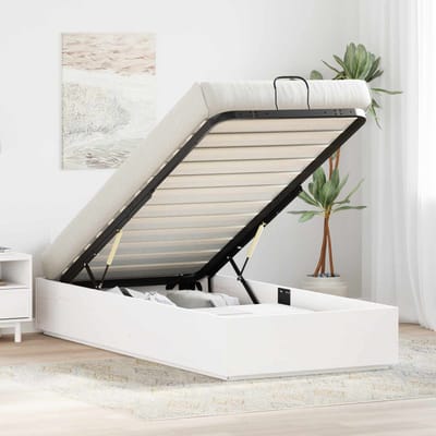 vidaXL - Ottoman - bedframe - met - opbergruimte - Wit - 75 - x - 190 - cm