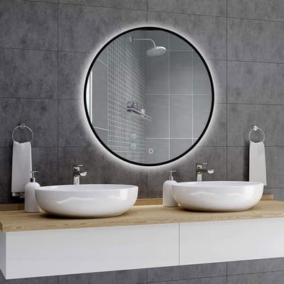 Lana Badkamerspiegel - 80x80 - LED Verlichting - Zwart