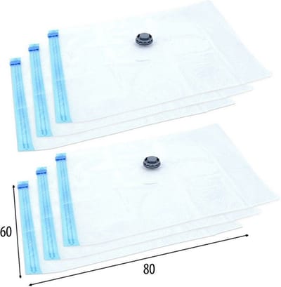Vacuümzakken voor Kleding en Beddengoed 80x60 cm 6 stuks - Vacuümzak - Vacuüm Opbergzak - Kledingzakken - Kussens - Dekbedden - Reiszakken