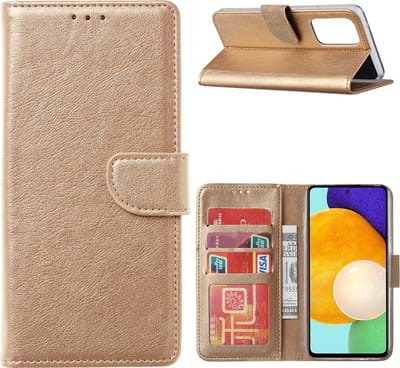 Hoesje Geschikt Voor Samsung Galaxy A53 / A53s hoesje bookcase Goud - Hoesje Geschikt Voor Samsung Galaxy A53 wallet case portemonnee hoesje - A53 5G Hoes met Pasjeshouder cover