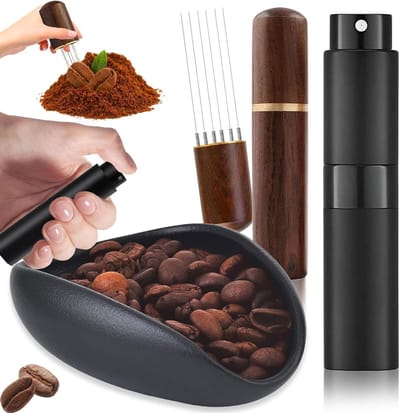 Set met Keramische Koffiekop, Sprayfles voor Koffiebonen en Koffielepels - Perfect voor Koffieliefhebbers en Barista's