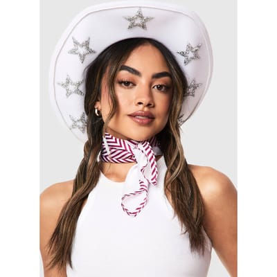 boohoo Dames Cowboyhoed met sterrenversieringen | Wit