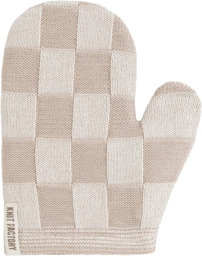 Knit Factory Ovenwant Block - Hittebestendige ovenhandschoen - keukenhandschoen - Gemaakt van 50% katoen & 50% acryl - Slijtvast - Ecru/Linnen