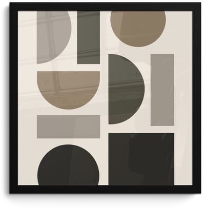 Poster in lijst - Fotolijst 40x40 cm - Posters - Natuurlijke tinten - Grafisch - Verticale compositie - Posterlijst zwart - Decoratie - Wanddecoratie woonkamer - Muurdecoratie slaapkamer