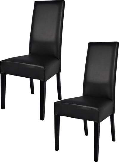 Tommychairs Luisa - Eetkamerstoelen - Set van 2 - Zwart - Kunstleer & Hout