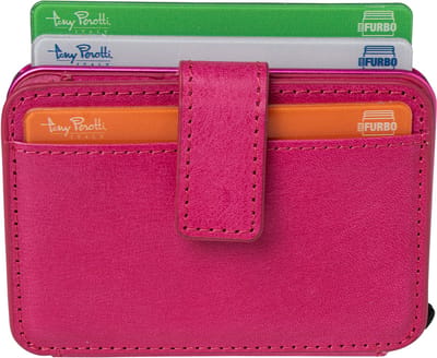 Tony Perotti Furbo EVO RFID leren Pasjeshouder met bankbiljet- en kleingeld vak - Fuchsia