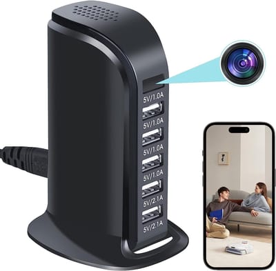 Verborgen Camera Lader - Spioncamera WiFi Hub - Thuisbewaking Beveiligen - Bewegingsdetectie App Controle - 10x5x15 cm
