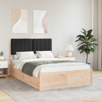 vidaXL - Bedframe - met - Gevoerde - Hoofdbord - Zwart - 120 - x - 190 - cm