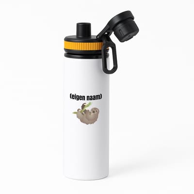 Hacebo® - luiaard met eigen naam waterfles met draaidop oranje - Luiaard - luiaard liefhebbers - iemand die houdt van luiaards - verjaardag - cadeau - kado - water fles - 850ML