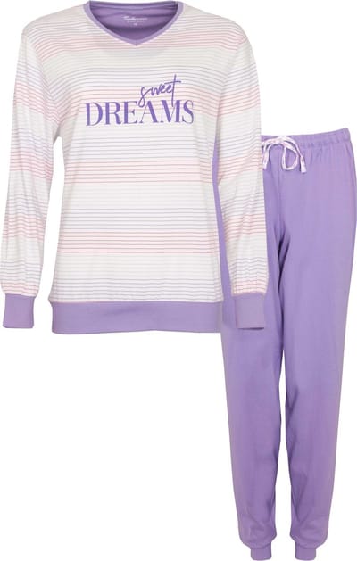 Tenderness Dames Pyjama - Katoen - V Hals - Paars - Maat XL