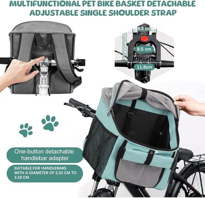 Famanu – Opvouwbare hondenfietsmand voorop, waterdichte stuurmand voor kleine huisdieren, ideaal voor fietsen, winkelen en outdoor, blauw