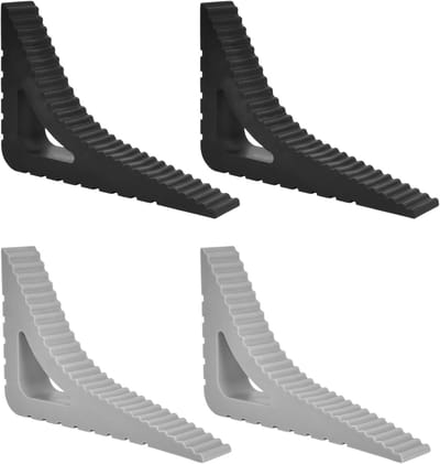 Set van 4 Rubber Deurwiggen en Raamstoppers - Antislip, Krasvrij en Ideaal voor Badkamer, Keuken en Kinderkamer in Grijs en Zwart