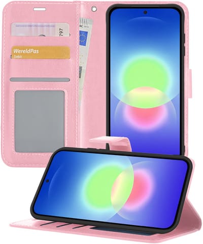 Hoesje - Geschikt voor Samsung Galaxy A27 - Luxe Bookcase - Walletcase Hoes - Portemonnee - Cover - Telefoonhoes - Lichtroze