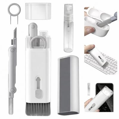 Cleaning kit – Keyboard cleaner – Schoonmaakset - Toetsenbord reiniger - Airpods cleaner - Keycap puller - 7 in 1 – Grijs - LOUZIR