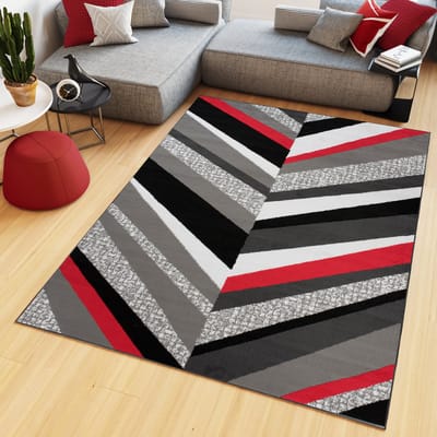 Tapiso Maya Vloerkleed Rood Grijs Slaapkamer Tapijt Maat- 130x190