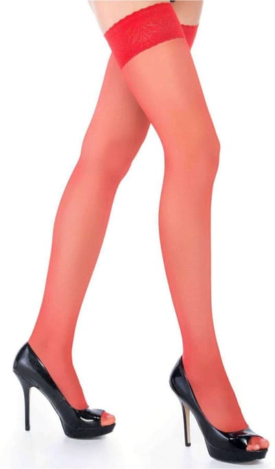Penti Stocking Private 15 Denier Hold Up met Lace Top Kousen - ROOD - Maat S