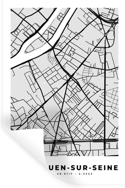 Muurstickers - Sticker Folie - Kaart – Stadskaart – Frankrijk - Saint-Ouen-sur-Seine - Plattegrond - 20x30 cm - Plakfolie - Muurstickers Kinderkamer - Zelfklevend Behang - Zelfklevend behangpapier - Stickerfolie