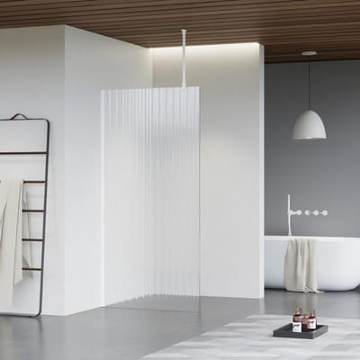 FugaFlow Eccelente Vetro inloopdouche badkamer - 100x200cm - ribbelglas - plafondarm - mat wit
