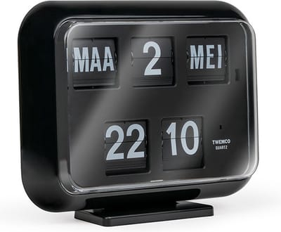 Twemco QD-35 - Flipklok - Zwart - Flip Klok - Nederlandse Datum - Digitale Klok Met Datum En Dag - Retro Klok - Wandklok - Tafelklok - Datumklok - Klok Met Datum - Klok Met Dag En Datum - Kalenderklok - Digitale Klok - Digitale Klok Op Batterijen