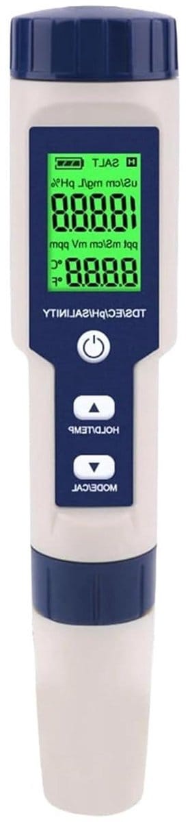 Digitale Watertester - Waterkwaliteit Monitor - Drinkwater Controleren - 5 In 1 Functie - 0-14 pH - Wit