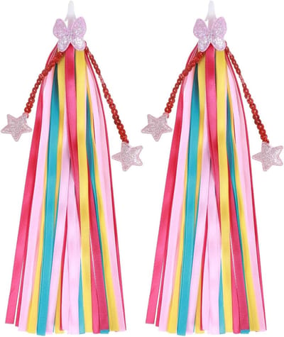 Kinderfiets Streamers - Stuurkwastjes Fiets - Fiets Decoratie - Universele Pasvorm - 25 cm Lengte - Geel Paars Roze