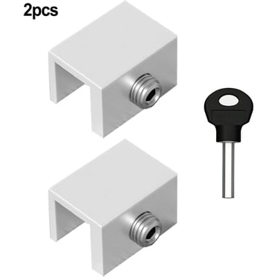 Lot de 2 limiteurs de fenêtre anti-perforation, boucle de verrouillage de fenêtre, porte coulissante, dispositif de protection enfant, dispositif de sécurité et antivol white
