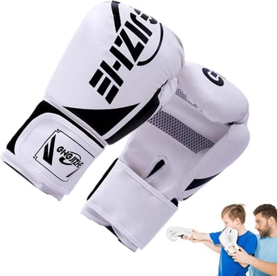 Bokshandschoenen Kinderen - Sparring Handschoenen Vechtsport - Bokstraining Thuis - Schokabsorberende Vulling - 8 Ounce - Wit