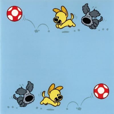 Wenskaart Woezel en Pip: blanco blauw bal