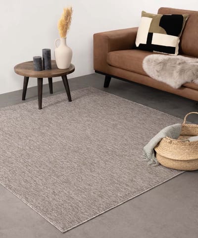 Laagpolig vloerkleed vierkant - Lush taupe 140x140
