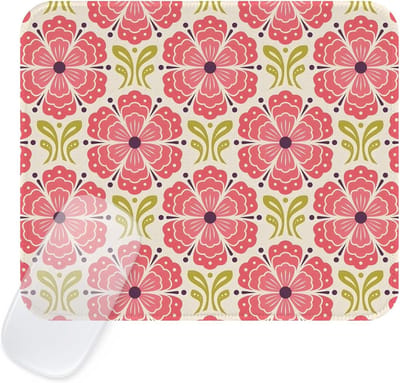 Retro Bloemen Muismat met Stikrand, Waterdicht en Antislip voor Thuis en Kantoor, Perfect voor Meisjes en Boho-stijl