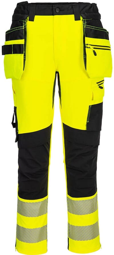 Portwest DX4-Hi-Vis Broek met afneembare holsterzakken DX454 - Geel/Zwart - 28