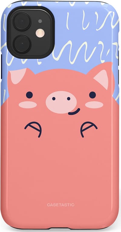 Casetastic hoesje geschikt voor Apple iPhone 11 - Dubbellaagse bescherming - Knuffel van varken - Fashion Case - Koraal Lichtblauw