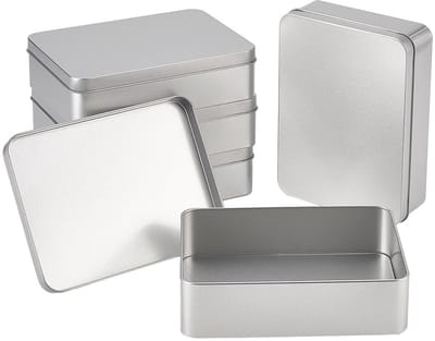SPHProducts - Lege metalen dozen - Organizer voor huis - Rechthoekig - Luchtdicht - Geschenkcontainers voor kleine voorwerpen - 5 stuks 15,3 x 11,2 x 4 cm