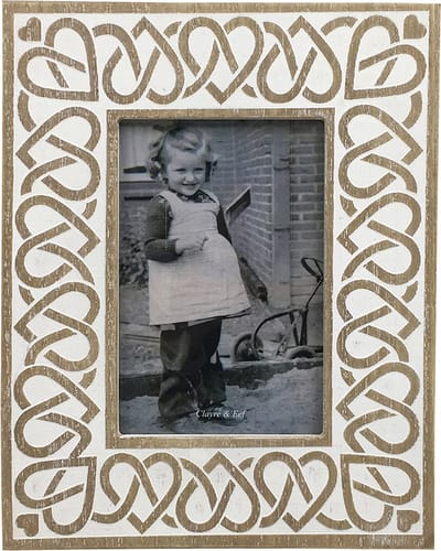 Clayre & Eef Fotolijst 10x15 cm Wit Beige Hout