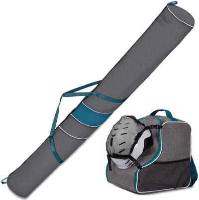 FEROCITY - Ski- en skischoenhoes - voor één paar ski's - Bescherming voor winteruitrusting - Turquoise met net