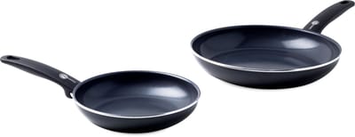GreenPan Cambridge Koekenpannenset 2-delig - 20/28cm - PFAS-vrije antikleeflaag - Pannenset inductie - Keramische pan - Ovenbestendig tot 180°C - Koudgrepen - Zwart