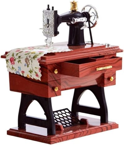 Naaimachine Muziekdoos - Muziekdoos - Mini Muziekdoosje - Vintage Naaimachine - ABS - Creatief Cadeau voor Verjaardag en Huisdecoratie - Bruin