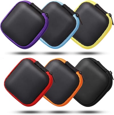 6 artikelen - Vierkante oortelefoonhoes - Draagbare EVA-opbergdoos - Opbergtas - Organizer voor telefoonaccessoires - Voor oortelefoons, koptelefoons, SD-geheugenkaarten en camerachips - 6 kleuren
