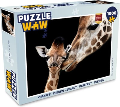 Puzzel Giraffe - Dieren - Zwart - Portret - Dieren - Legpuzzel - Puzzel 1000 stukjes volwassenen