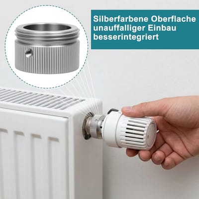 Thijox - Radiatorthermostaatadapter 2 Stuks - M30 x 1,5 Roestvrij Staal - Verwarmingsventieladapter - Binnendiameter 22 mm - Inclusief Inbussleutel