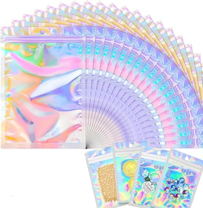 Dailygoods- Mylar Bags - 50 Stuks - Holografische Hersluitbare Zakken - Waterdicht - Robuuste Foliezakken - 12 cm x 7,5 cm - Druksluiting - Opslagzakken