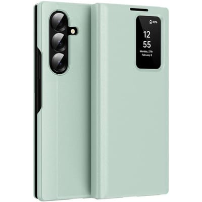 Voor Samsung Galaxy Z Fold 7 Hoesje Smart View Venster PU Leer Portemonnee Flip-Free Beantwoorden Cover met Kaartsleuf Galaxy Z Fold7
