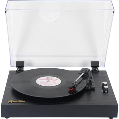 Retro Vinyl Platenspeler LP Draaitafel Draagbare Platenspeler Vintage Grammofoon 3-Snelheden BT5.0 US zwart