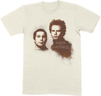 Simon & Garfunkel Heren Tshirt -S- Faces Creme