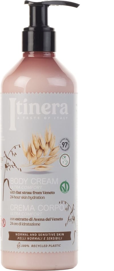 ITINERA - Crème, bodylotion voor de normale en gevoelige huid, met haver uit Veneto, 97% natuurlijke ingrediënten 370 ml (1 stuk)