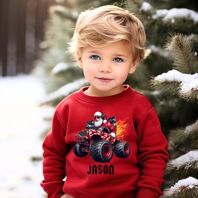 Foute kersttrui voor jongens-stoere kerst sweater-cool santa met eigen naam-Maat 86/92