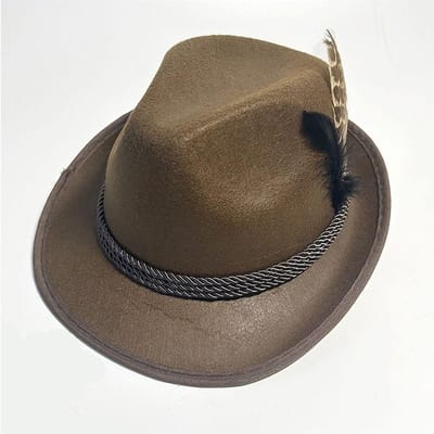 Nicky Bigs Novelties Chapeau Oktoberfest Adulte Chapeaux Alpins en Feutre Bavaro-Allemand Suisse Déguisement Lederhosen Tyrolien Utilisation Pratique brun foncé